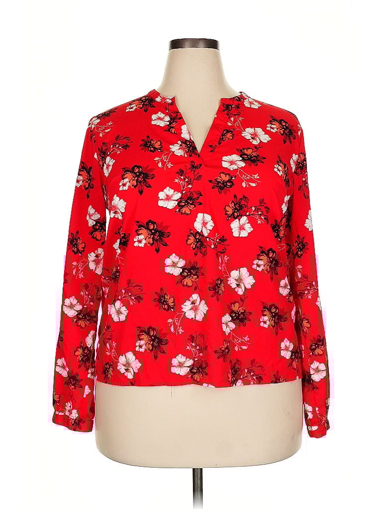 Pre-owned A New Day Long Sleeve Blouse In Red