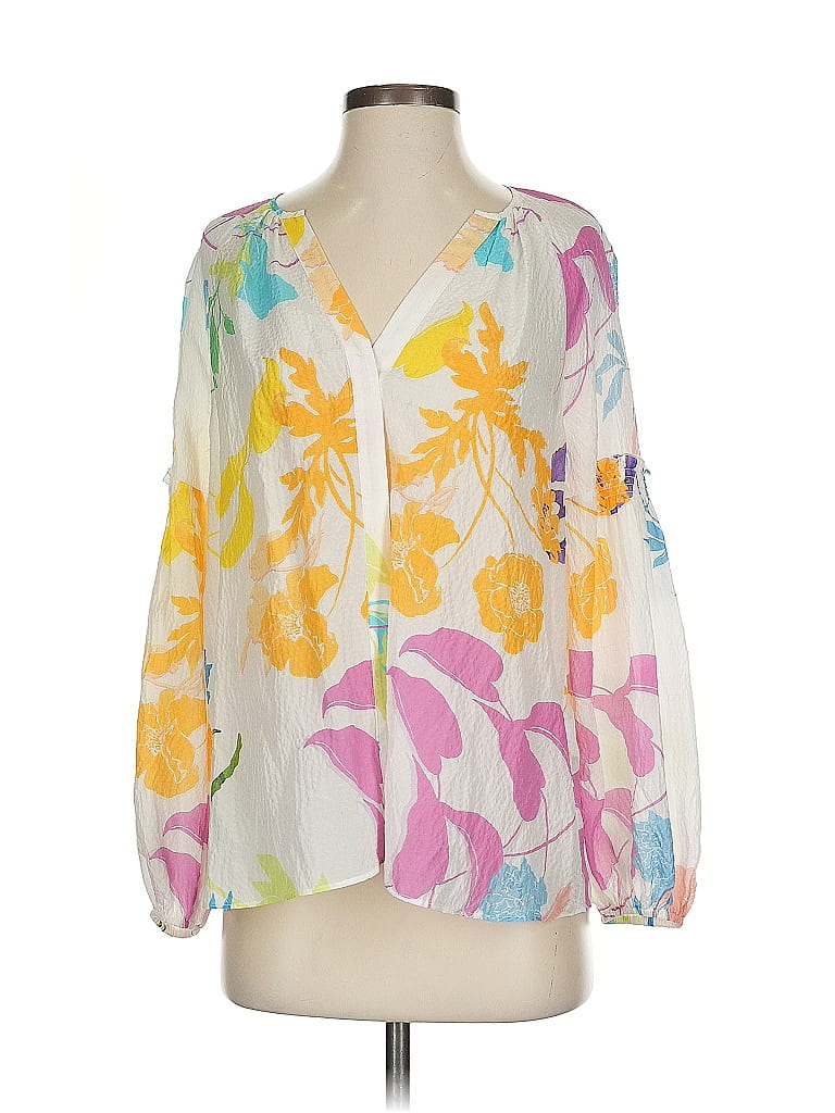 Tanya Taylor Yellow Long Sleeve Silk Top Size 2 - photo 1
