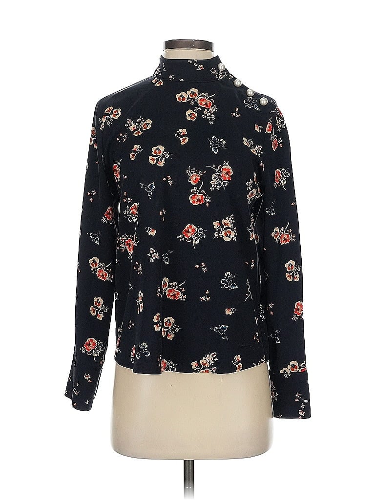 Pre-owned Zara Basic Long Sleeve Blouse In Black