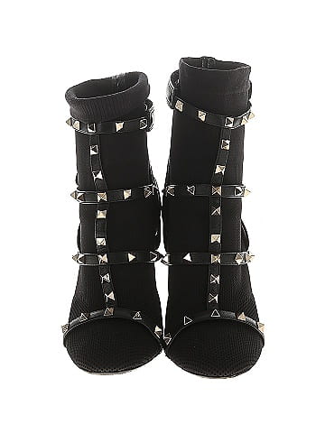 Valentino Knit Nappa Rockstud Bodytech Ankle Boots (view 2)
