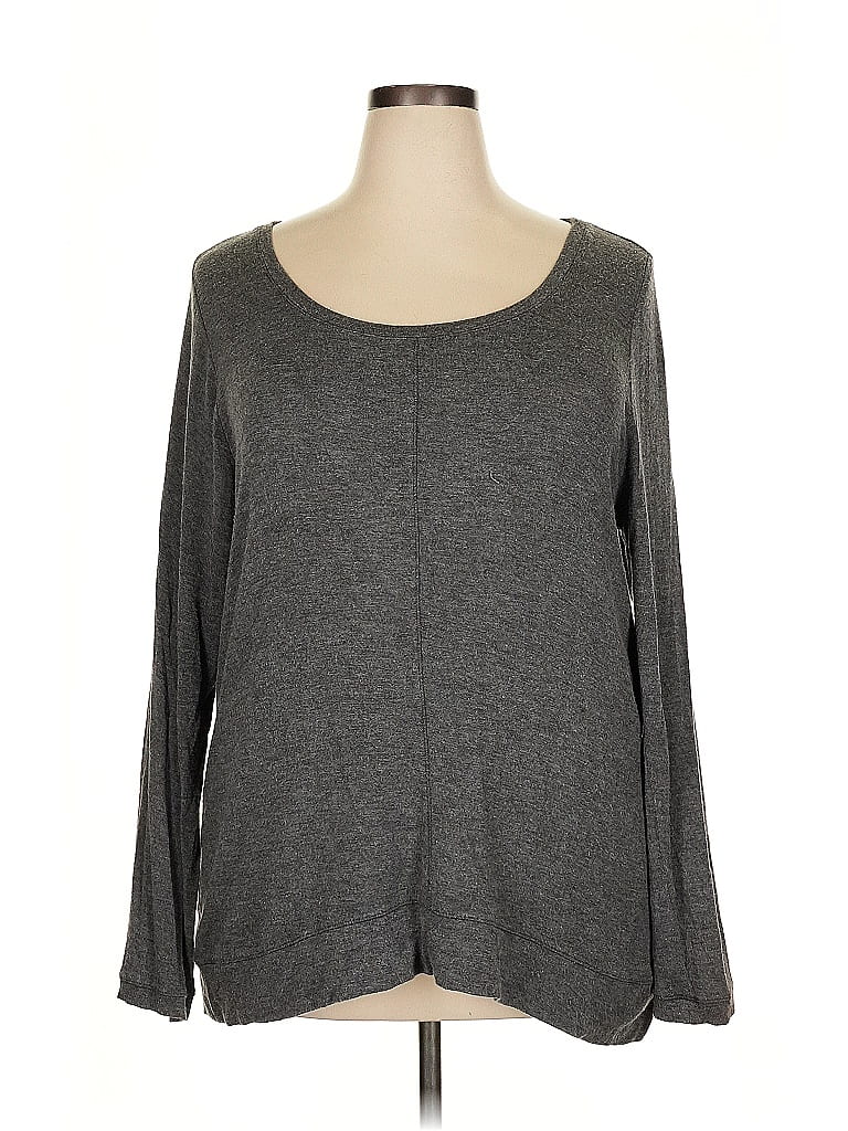 Pre-owned Matty M Long Sleeve Top Gray Scoop Neck Tops