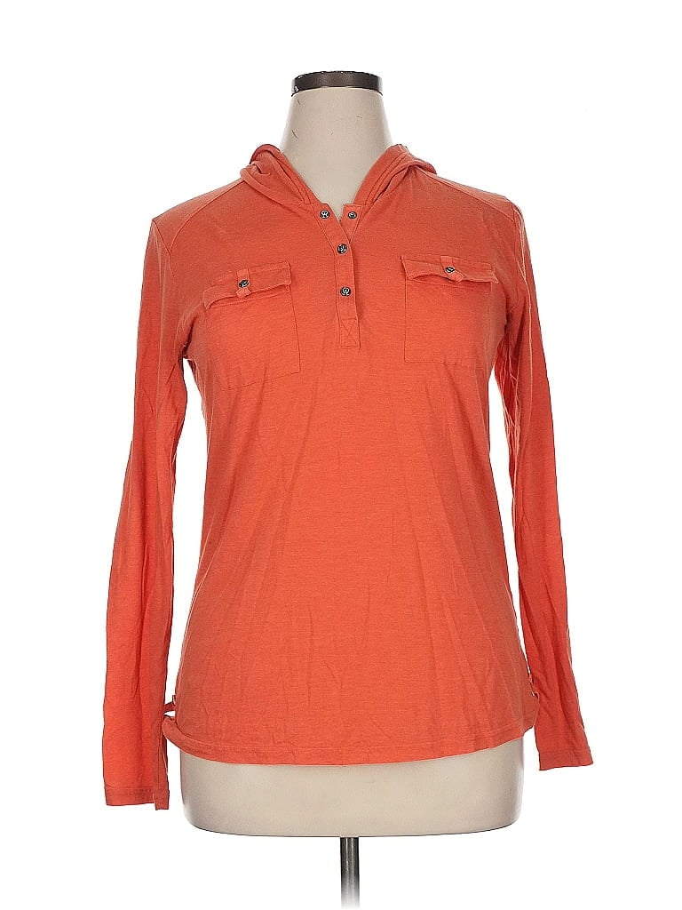 Pre-owned Athleta Long Sleeve Polo Shirt In Orange