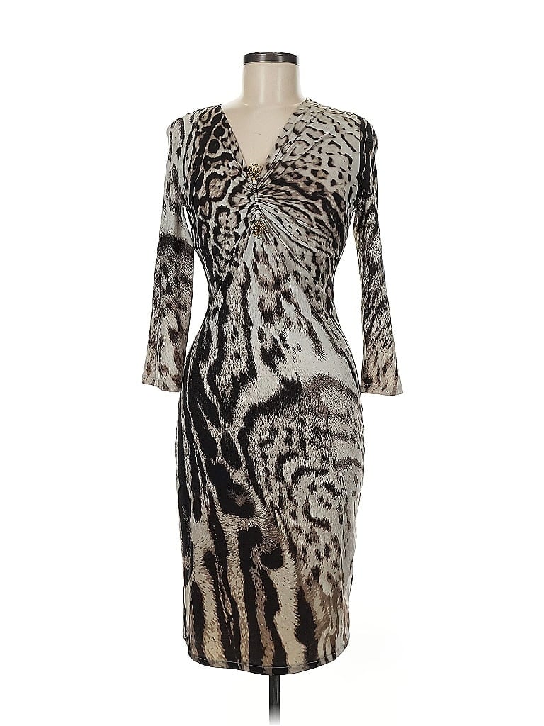 Roberto Cavalli Animal Print Gray Brown Cocktail Dress Size EU (IT) 42 / US 6 - photo 1