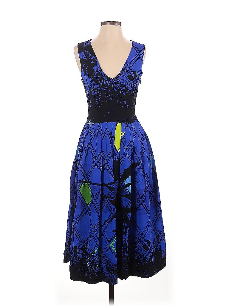 Preen by Thornton Bregazzi Graphic Blue Cocktail Dress Size XS - photo 1