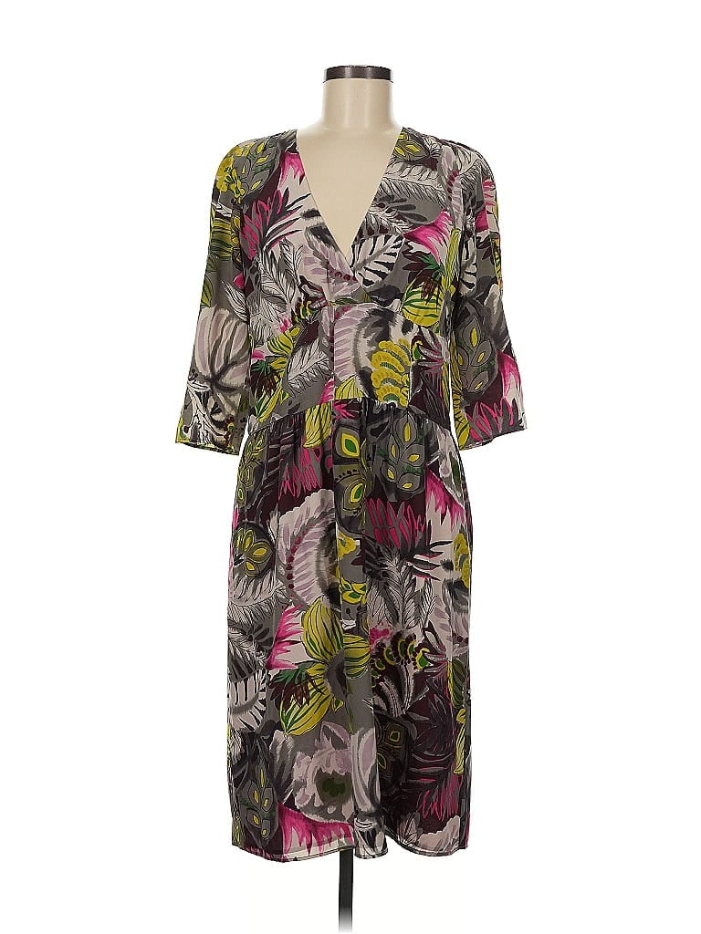 ETRO 100% Silk Print Purple Gray Casual Dress Size EU (IT) 46 / US 10 - photo 1
