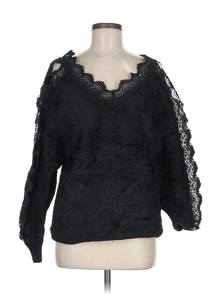 Pre-owned Sweet Lovely By Jen Pullover Sweater In Black