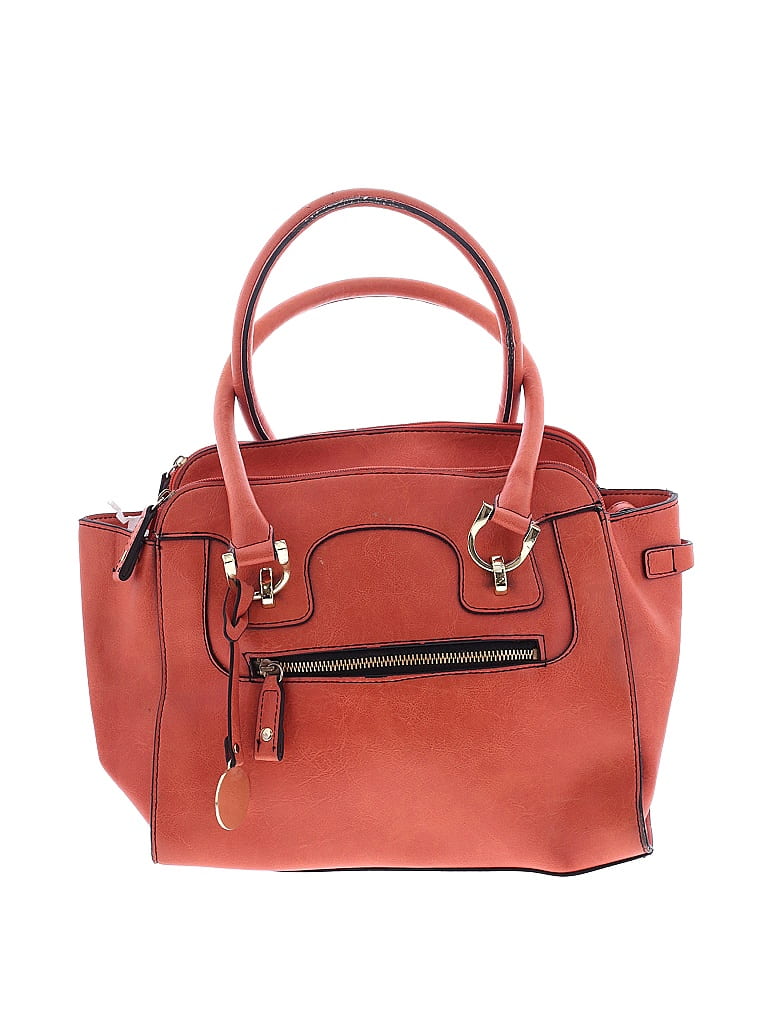 London Fog Solid Orange Leather Shoulder Bag One size - photo 1