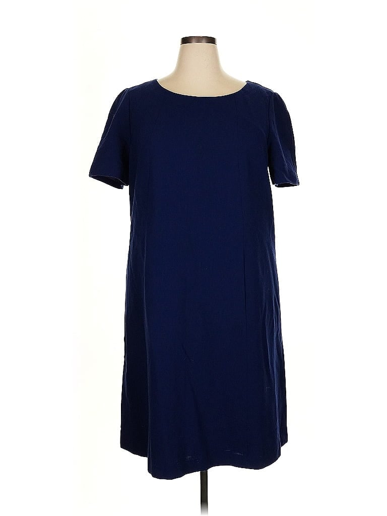 Lafayette 148 New York 100% Virgin Wool Solid Blue Casual Dress Size 18 - photo 1
