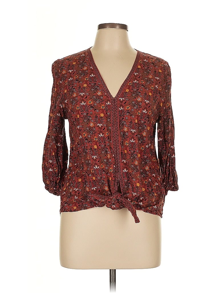 Pre-owned Max Studio 3/4 Sleeve Blouse In Brown