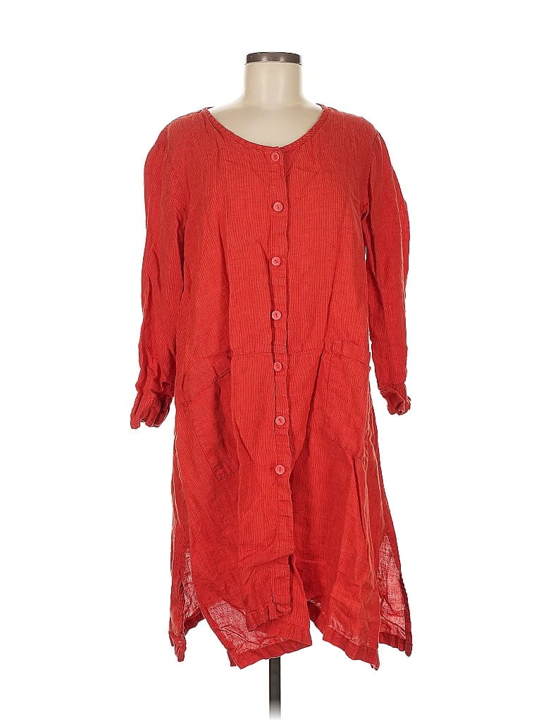 Flax 100% Linen Red Casual Dress Size 6 (S) - photo 1