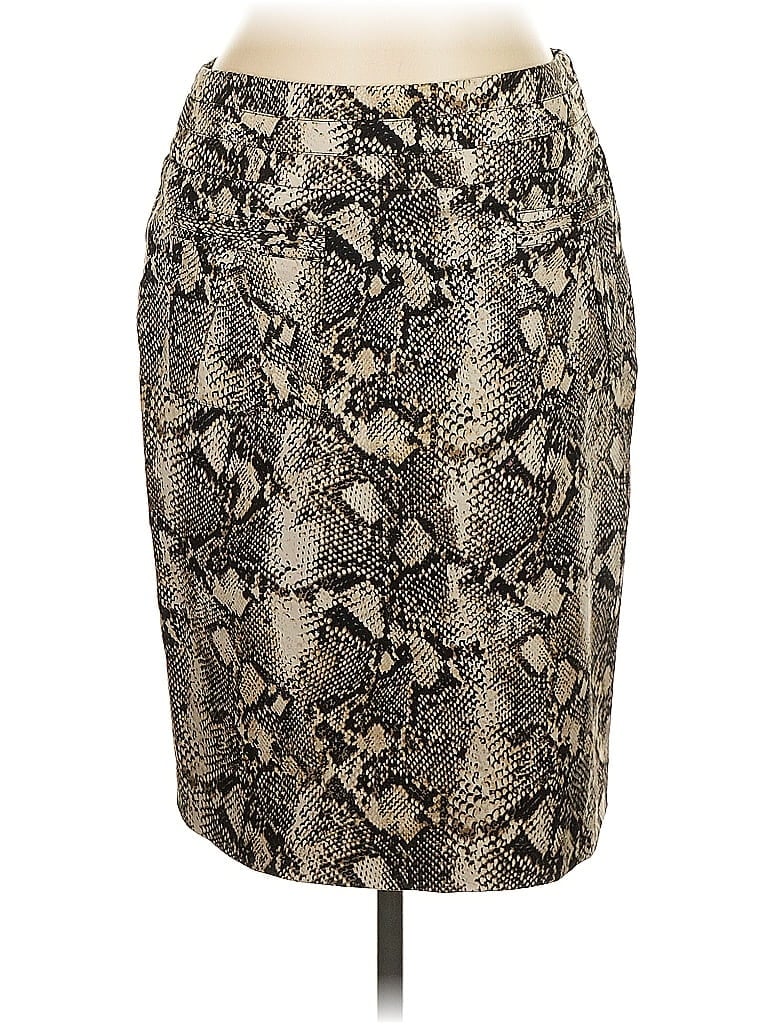 Pre-owned Inc International Concepts Faux Leather Skirt In Silver