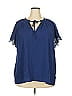 Catherine Malandrino Blue Short Sleeve Blouse Size 2X - photo 1