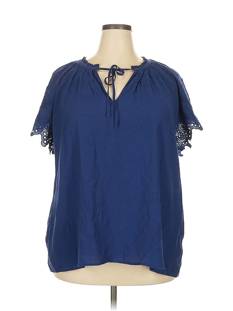 Catherine Malandrino Blue Short Sleeve Blouse Size 2X - photo 1