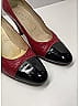 Chanel 100% Leather Color Block Burgundy Red Vintage Cap Toe Heels Size 7 - photo 4