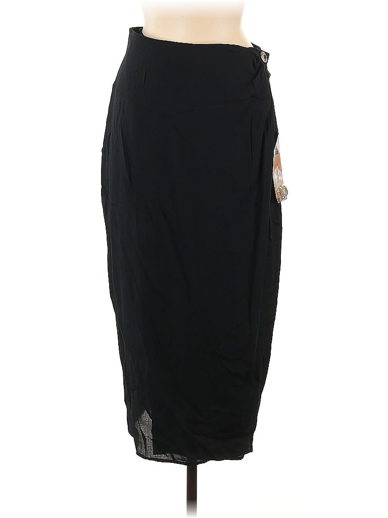Carole Little 100% Rayon Solid Black Casual Skirt Size 8 - photo 1