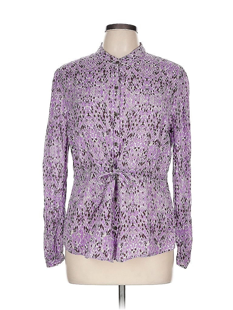 Pre-owned Merona Long Sleeve Blouse In Purple