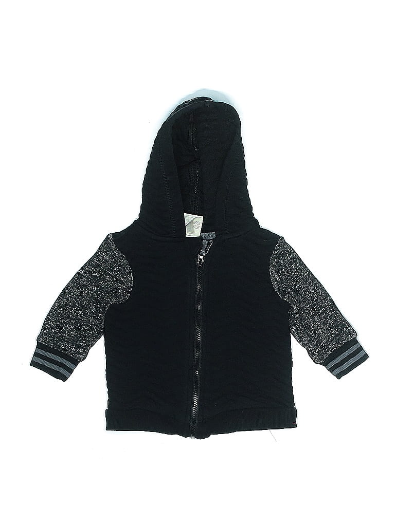 First Impressions 100% Cotton Black Zip Up Hoodie Size 6-9 mo - photo 1