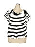 Ellos 100% Cotton Stripes Ivory Short Sleeve T-Shirt Size 22 - photo 1