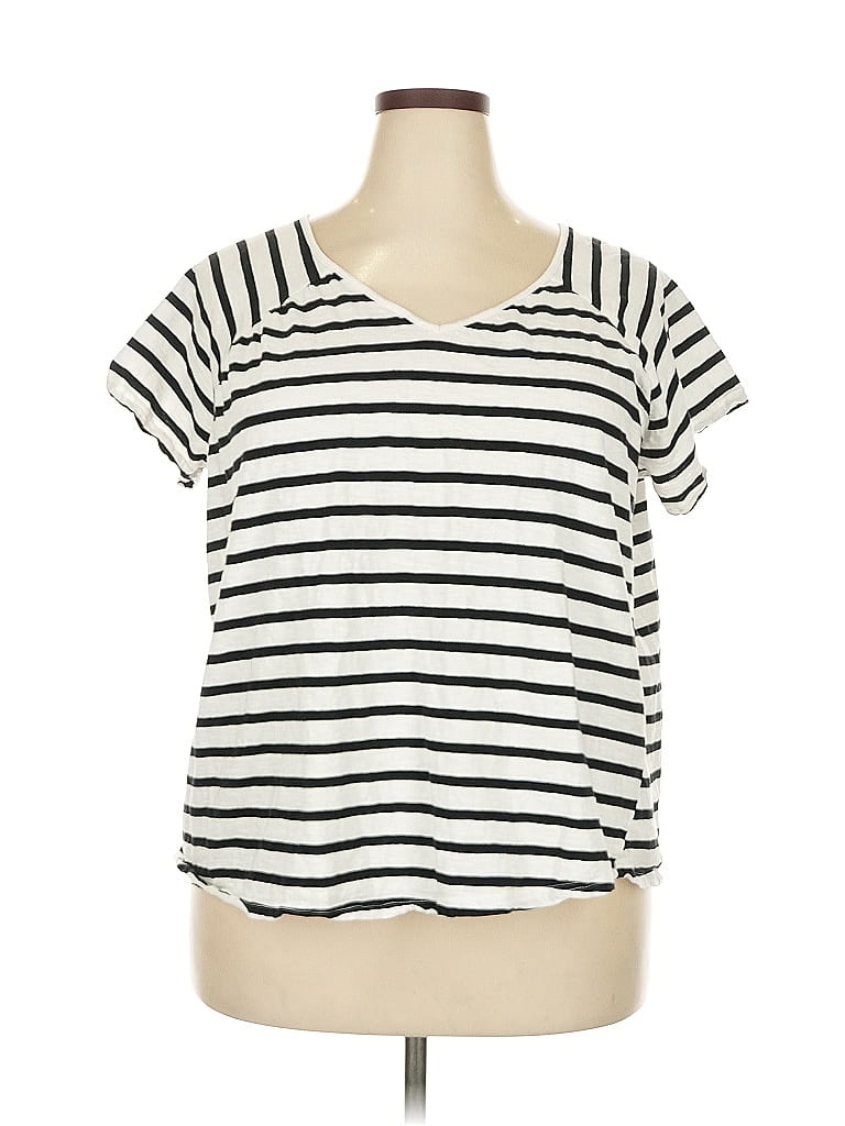 Ellos 100% Cotton Stripes Ivory Short Sleeve T-Shirt Size 22 - photo 1