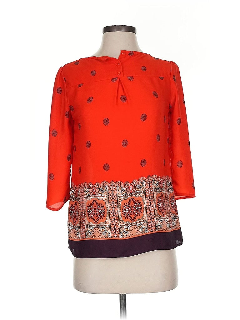 Pre-owned Maeve 3/4 Sleeve Blouse In Orange
