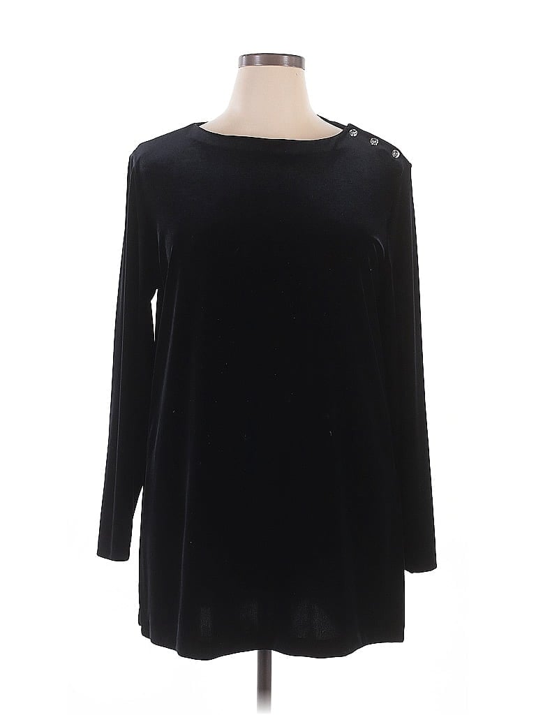 Linda Allard Ellen Tracy Black Long Sleeve Top Size 16 - photo 1