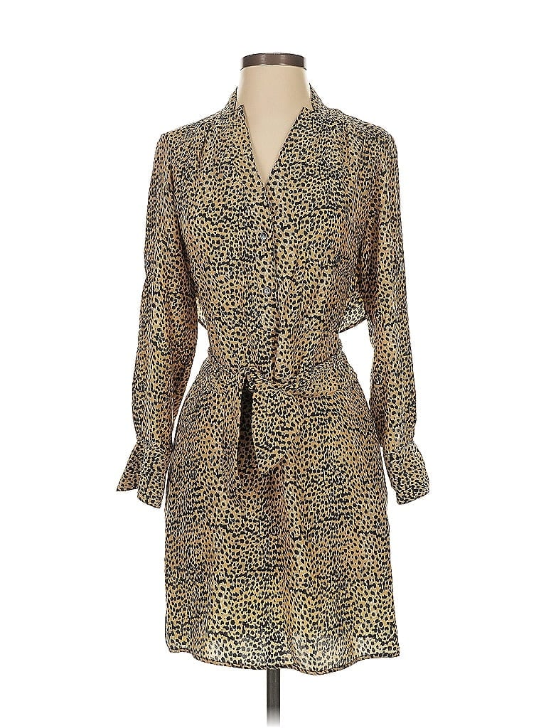 Mara Hoffman 100% Silk Animal Print Tan Casual Dress Size XS - photo 1