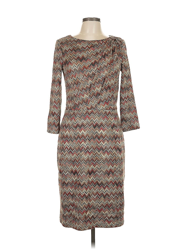 David Meister Chevron-herringbone Gray Casual Dress Size 12 - photo 1