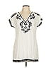 Solitaire 100% Rayon Ivory White Short Sleeve Blouse Size M - photo 1