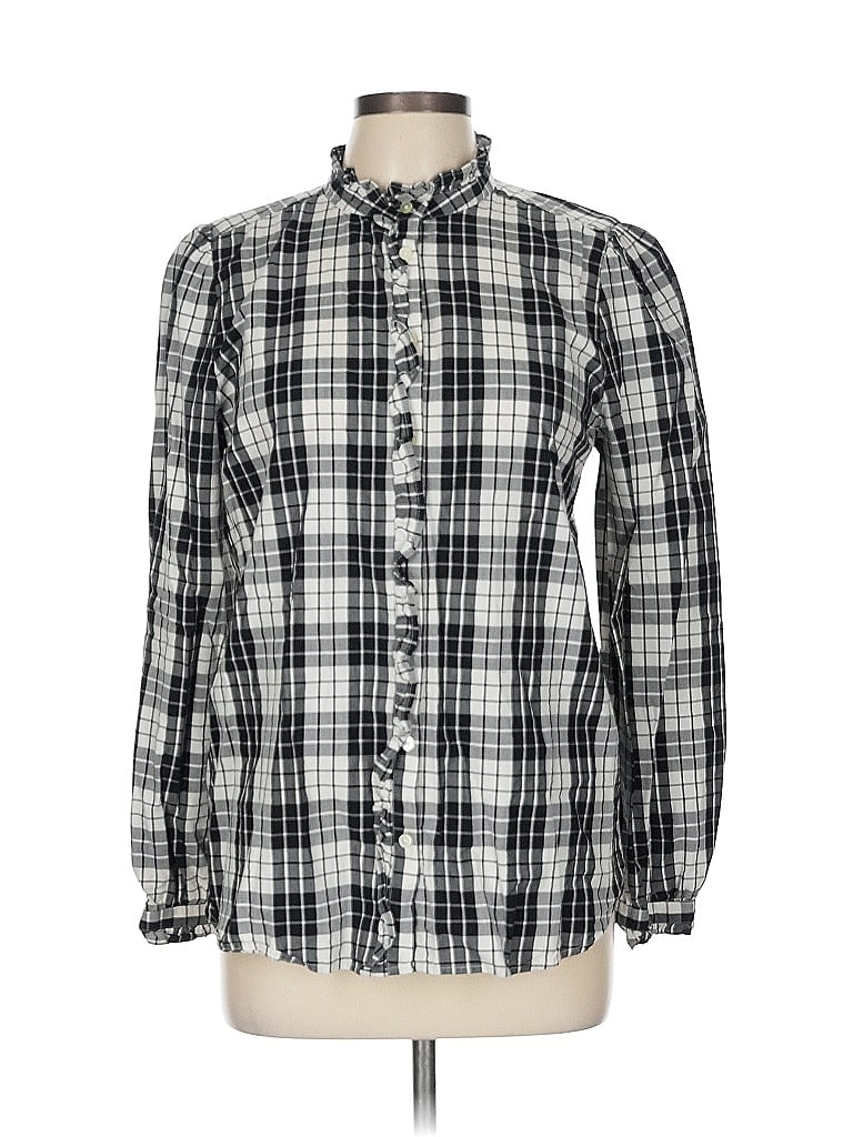 Pre-owned Ann Taylor Loft Long Sleeve Button Down Shirt In Black