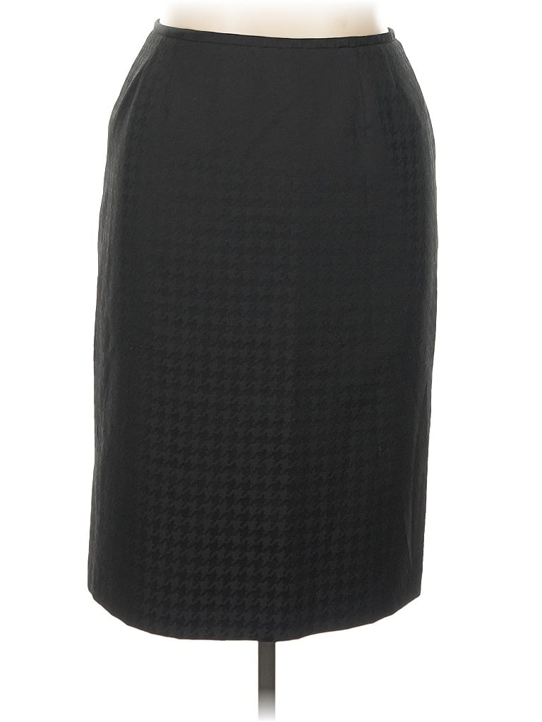 Kasper 100% Polyester Houndstooth Black Formal Skirt Size 14 - photo 1