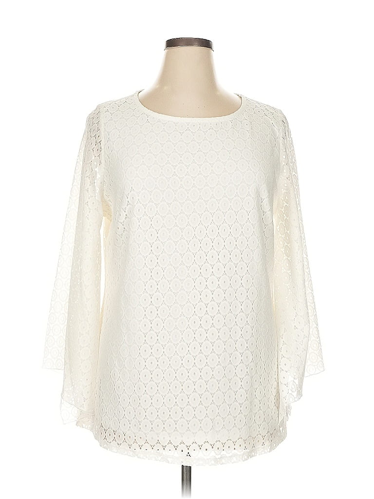 Pre-owned New Directions 3/4 Sleeve Blouse In White