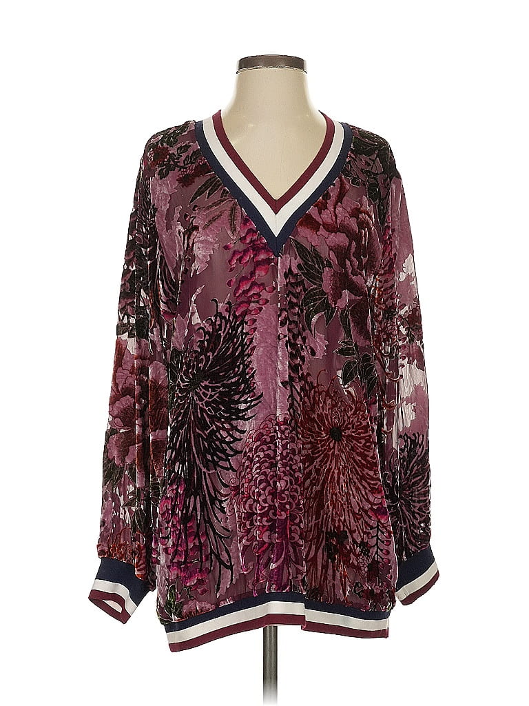 Hale Bob Burgundy Long Sleeve Top Size S - photo 1