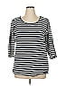 Ellos Stripes Blue 3/4 Sleeve T-Shirt Size 1X - photo 1