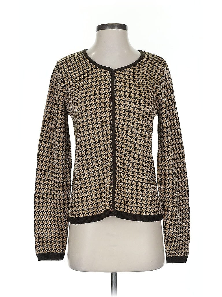 Herman Geist Houndstooth Gold Brown Cardigan Size S - photo 1