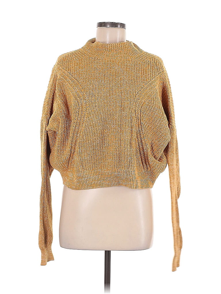 Kendall & Kylie 100% Cotton Gold Turtleneck Sweater Size M - photo 1