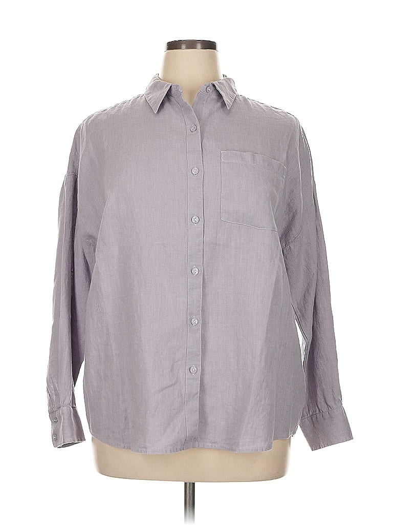 The Drop 100% Linen Gray Long Sleeve Button-Down Shirt Size XL - photo 1