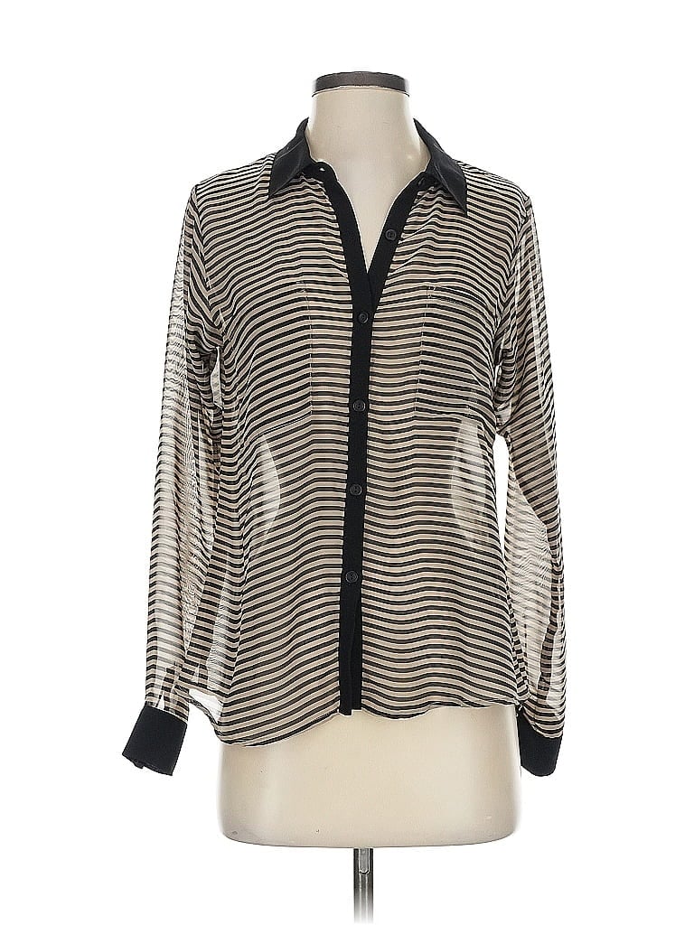 Pre-owned H.i.p. Happening In The Present Long Sleeve Blouse In Silver