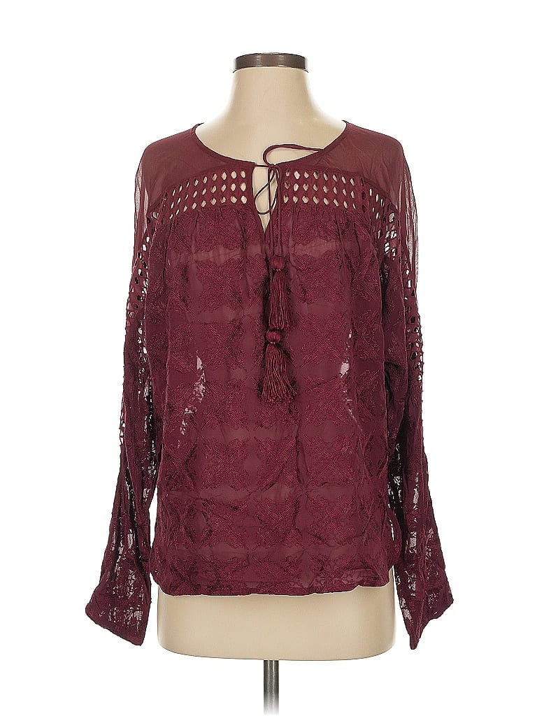 Pre-owned Love Sam Long Sleeve Blouse In Burgundy