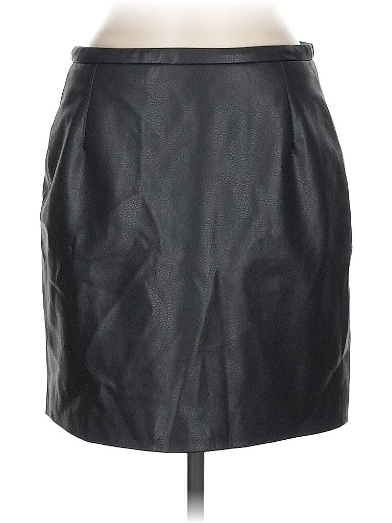 Pre-owned H&m Faux Leather Skirt In Black