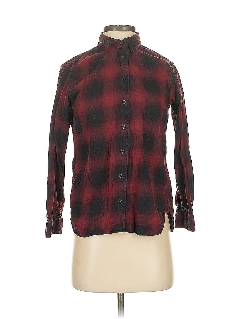 Pre-owned Uniqlo 3/4 Sleeve Button Down Shirt In Red