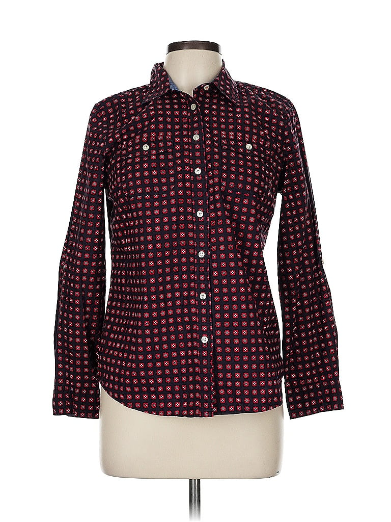 Pre-owned Talbots Long Sleeve Button Down Shirt In Burgundy