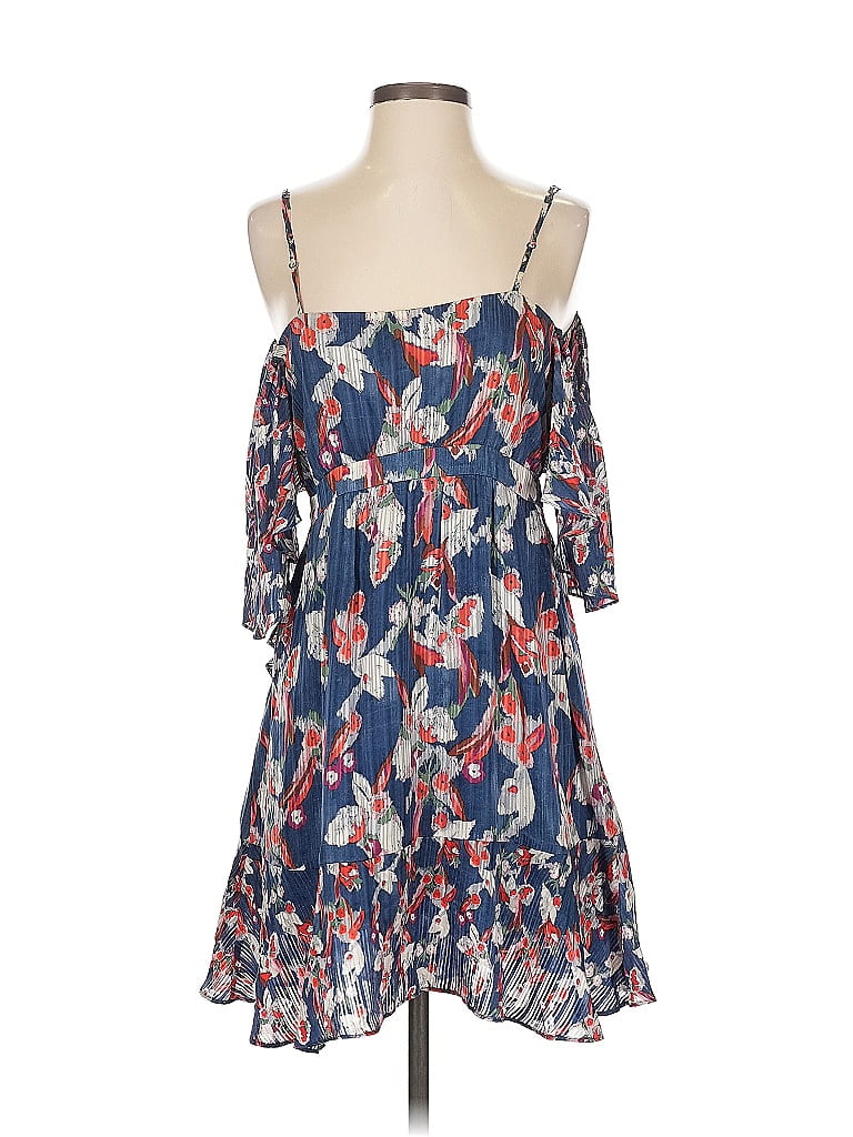 Tanya Taylor 100% Silk Print Blue Casual Dress Size 4 - photo 1