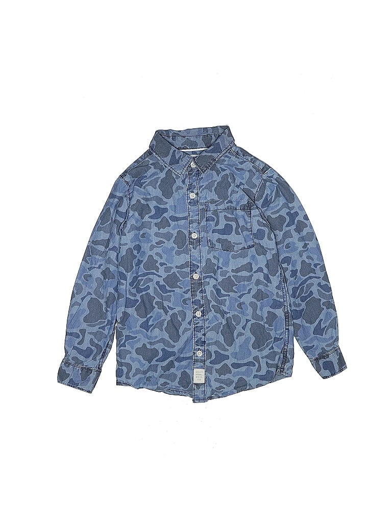 Carter's 100% Cotton Camo Blue Long Sleeve Button-Down Shirt Size 8 (big kids) - photo 1