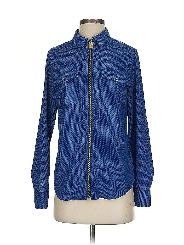 Pre-owned Michael Michael Kors Long Sleeve Blouse In Blue