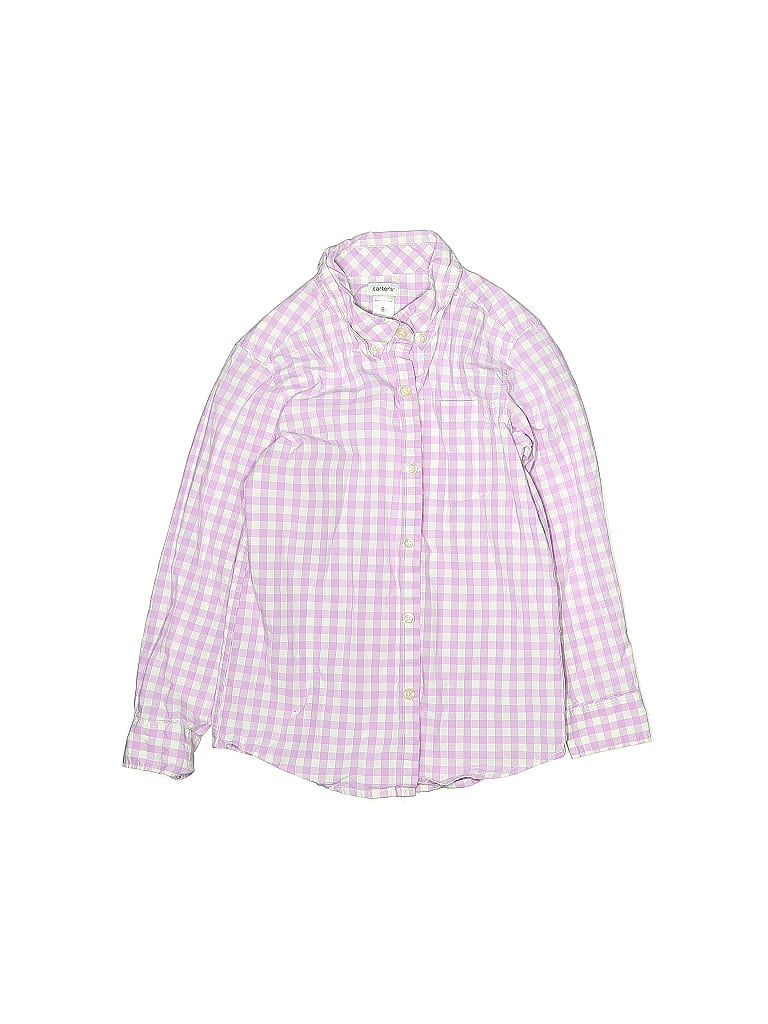 Carter's 100% Cotton Checkered-gingham Pink Long Sleeve Button-Down Shirt Size 8 (big kids) - photo 1