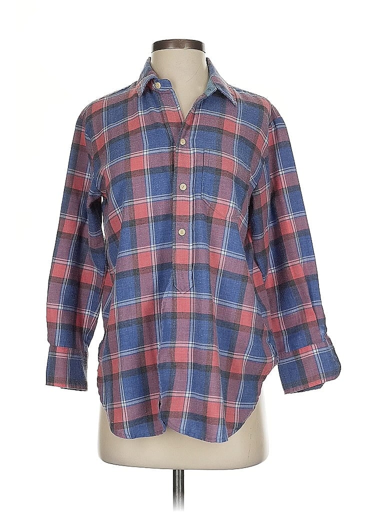 Rivet & Thread Plaid Blue 3/4 Sleeve Blouse Size XS - photo 1