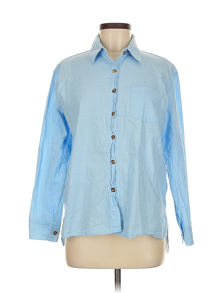 Pre-owned Unbranded Long Sleeve Button Down Shirt In Blue