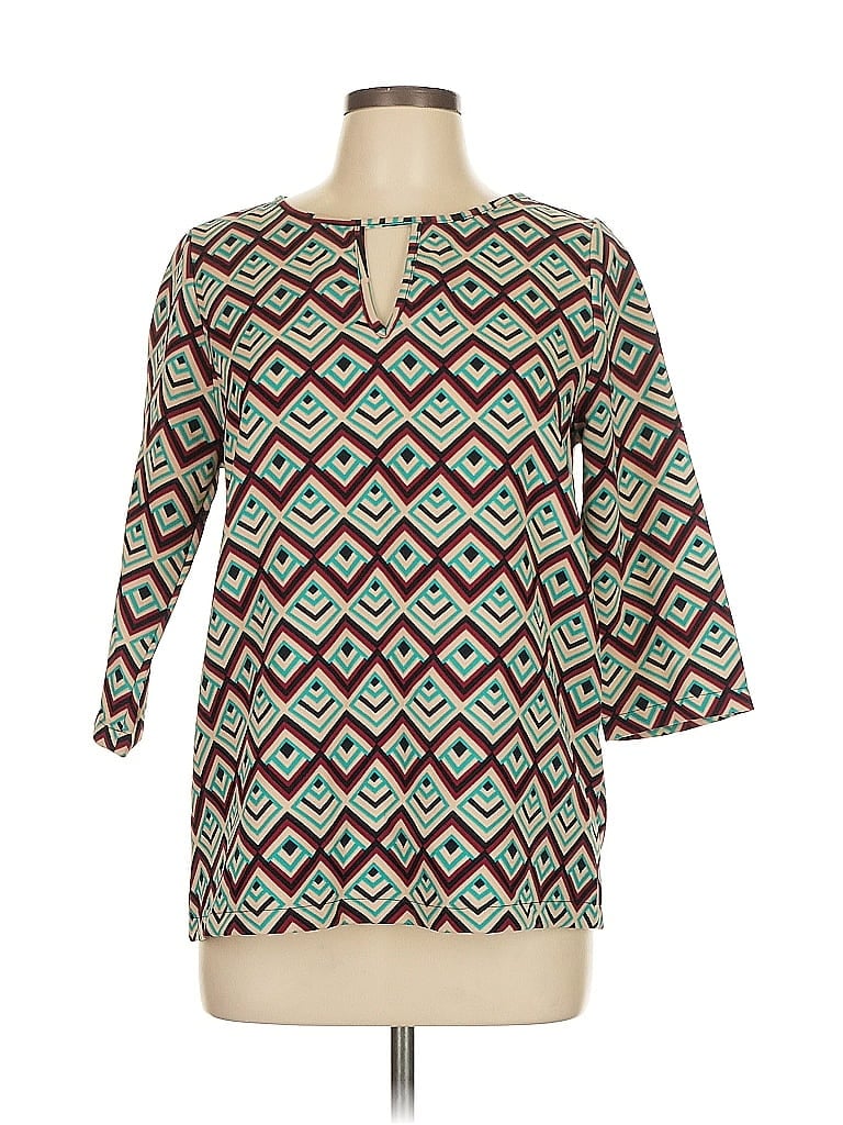 Everly 100% Polyester Teal 3/4 Sleeve Blouse Size L - photo 1