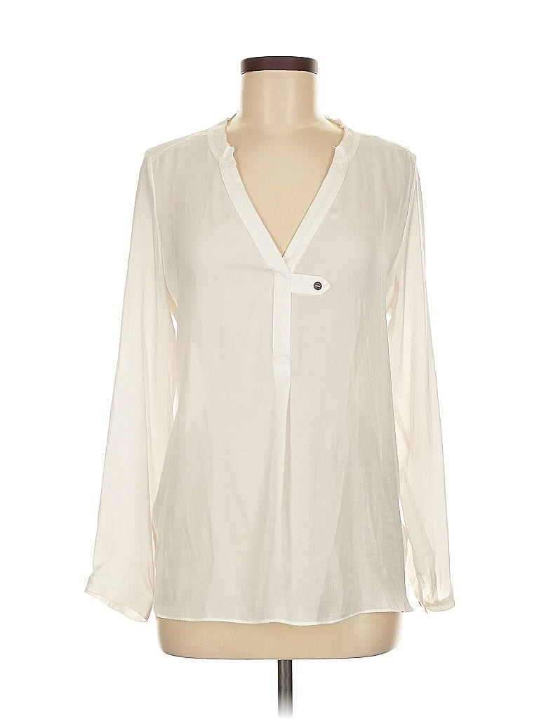 Pre-owned Left Coast By Dolan Long Sleeve Blouse In White