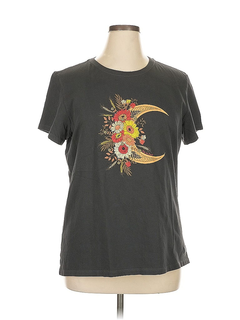 Life Is Good 100% Cotton Floral Gray Short Sleeve T-Shirt Size XL - photo 1